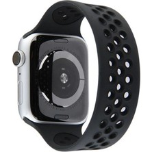 Mudanis Apple Watch 42MM Ayarlı Delikli Silikon Kordon (Saat Değildir) - Siyah-Siyah