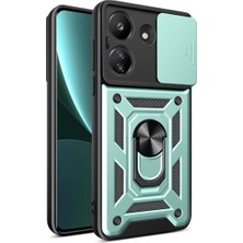 Mudanis Xiaomi Redmi 13C Kılıf Pars Lens Yüzüklü Silikon - Yeşil