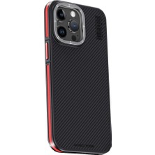 Mudanis Joko Apple Iphone 15 Pro Kılıf Aramid 600D Kevlar Karbon Fiber Magsafe Kapak - Kırmızı
