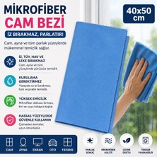 Muggio 40X50 Mikrofiber Cam Bezi, Cam Silme Bezi Iz Tüy Hav Bırakmaz Ayna Parlatma Bezi 1 Adet