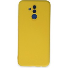 Mudanis Huawei Mate 20 Lite Kılıf Nano Içi Kadife Silikon - Sarı