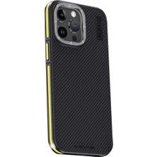 Mudanis Joko Apple Iphone 15 Pro Kılıf Aramid 600D Kevlar Karbon Fiber Magsafe Kapak - Sarı