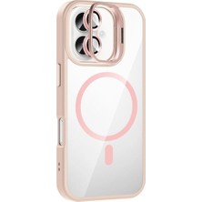 Mudanis Joko Apple Iphone 16 Plus Remim Lensli Magsafe Standlı Kapak - Pembe