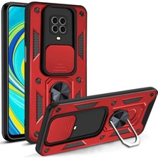 Mudanis Xiaomi Redmi Note 9 Pro Kılıf Pars Lens Yüzüklü Silikon - Kırmızı