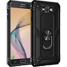 Mudanis Samsung Galaxy J7 Kılıf Sofya Yüzüklü Silikon Kapak - Siyah