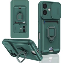 Mudanis Apple Iphone 16 Kılıf Zuma Kartvizitli Yüzüklü Silikon - Yeşil