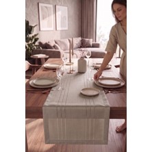 Miabella Home Masa Ranner 45 x 220 cm Runner Amerikan Servisi Keten Dokulu Masa Runner Dekoratif Runner