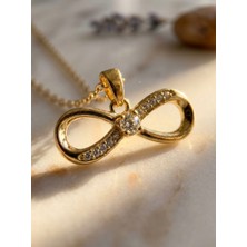 Meneva Aksesuar Altın Işıltılı Sonsuzluk: Zirkon Taşlı Gold Çelik Kolye