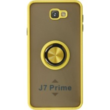 Mudanis Samsung Galaxy J7 Prime Kılıf Montreal Yüzüklü Silikon Kapak - Sarı