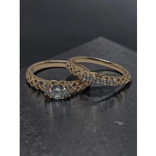 Xuping Jewelry Kaplama Kelt Düğümü Sonsuzluk Yüzük Seti - Ikili Takım