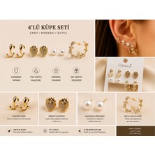Kase Jewelry Taş detaylı halka küpe, İnci Küpe, Zirkon taşlı çilek küpe, Kıvrımlı tasarımlı küpe