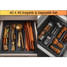 ALMITAL 40X45 Cm. Antrasit Kaşıklık ve Kepçelik 2'li Set 40X41CM ‘e Kadar Kesilebilir