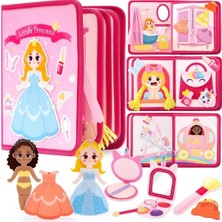İğne İzi Montessori Keçe Eğitim Çantası - Günlük Rutinleri Öğreten Keçe Kitap - Prenses Temalı Keçe Aktivite Kitabı – Çocuklar İçin Eğitici Kitap -  Çocuk Eğitim Oyuncağı