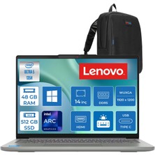 Lenovo Ideapad Slim 5 14IMH10 Intel Core Ultra 5 135H 48GB Ddr5 512GB SSD Windows 11 Home Intel Arc Graphics 14" Wuxga (1920X1200) OLED 400NITS Laptop 83V6004CTRH21 + Zetta Çanta