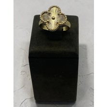 Xuping Jewelry Altın Kaplama Ayarlanabilir Yonca Yüzük - Kararmaz Şans Temalı Vıp Takı