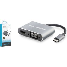 İlkyaz Fashion Type-C Hub HDMI 4K VGA USB 3.0 Pd 4 Port Gri HDX7839