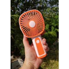 Brokoli Home Mini Fan USB Şarjlı Mini El Fanı Taşınabilir Vantilatör 3 Kademeli Sessiz Fan Telefon Tutucu Turuncu