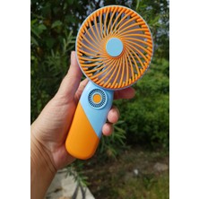 Brokoli Home USB Şarjlı Mini El Fanı Taşınabilir Vantilatör 3 Kademeli Sessiz Fan Telefon Tutuculu Turuncu