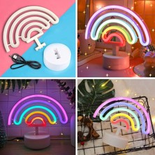 Ozcmax Plastik Gökkuşağı Neon LED Işık – Dekoratif Renkli Masaüstü ve Ambiyanss Aydınlatması