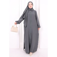 Bym Fashion Dantel Detaylı Üçlü Takım 8032 Füme