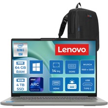 Lenovo Ideapad Slim 5 14IMH10 Intel Core Ultra 5 135H 64GB Ddr5 4tb SSD Windows 11 Home Intel Arc Graphics 14" Wuxga (1920X1200) OLED 400NITS Laptop 83V6004CTRH29 + Zetta Çanta