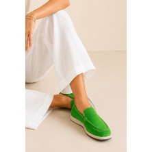 Sovenso Evolve Hakiki Deri Yeşil Süet Loafer