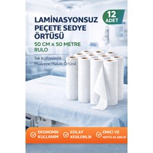 Uslucan Alışveriş Laminasyonsuz Peçete Sedye Örtüsü 50 cm x 50 Metre Rulo Tek Kullanımlık Muayene Masası Örtüsü 12 Adet
