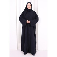 Bym Fashion Üçlü Dantelli Abayalı Takım 6089 Lacivert