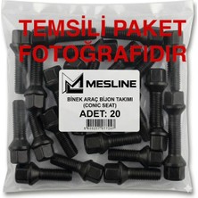 Mesline Volkswagen Audi Seat Skoda Uyumlu Siyah Bijon Civatası M14 x 1,50 20 Adet