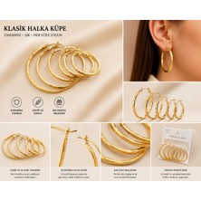 Kase Jewelry Altın renkli, antik desenli, çoklu halka küpe, kararma yapmaz