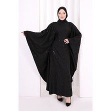 Bym Fashion Yarasakol Nakışlı  Elbise 7084 Siyah