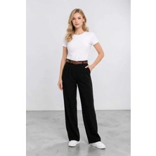 Emporya Trend Kadın Siyah Kumaş Pantolon | Yeni Sezon | Geniş Paça | Kemersiz
