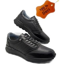 Magic Shoes Erkek Iç Dış Hakiki Deri Ultra Rahat Ortopedik Tabanlı Hafif Mevsimlik Siyah Günlük Spor Ayakkabı