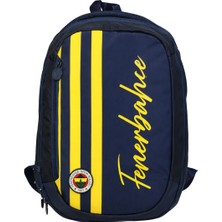 Fenerbahçe Lisanslı Sarı Lacivert Çubuklu Sırt Çantası - 3 Bölmeli Laptop Gözlü Okul Çantası