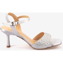 Hawen Angels Kadın Kösele Taban 7,5cm Topuklu Saten Gece & Abiye Ayakkabı 6895-26-V1