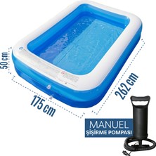Blooma Şişme Büyük Boy Dikdörtgen Aile Havuzu 262X175X50 cm Dayanıklı PVC Malzeme ile