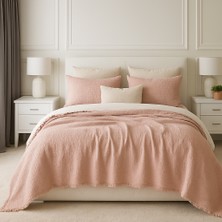 HB&Victory %100 Pamuk 4 Katlı Müslin Yatak Örtüsü Toz Pembe Renk Tek Kişilik 160X230 Cm. Yastık Kılıfı 1 Adet 50X70 Cm.