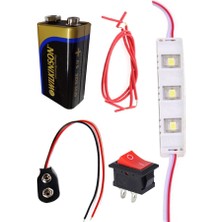 ArtMaster LED Deney Seti 1 Paket Basit Elektrik Devresi 9 Volt Pil Beyaz LED Işık Anahtar 9 Volt Pil Yatağı