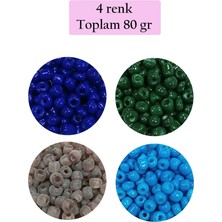 Nemere Dökme Cam Kum Boncuk Büyük Boy (6/0) 4 mm - 4 Renk - Toplam 80 Gram - BNC415