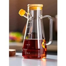 Nemere Salkım 900 ml Bambu Kapaklı Cam Yağdanlık -CLKN-1800