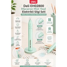 Deli EH02800 Macaron Mist Yeşil Elektrikli Silgi Seti