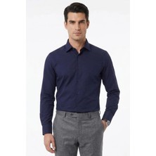 Uki Açık Lacivert Comfort Fit Uzun Kol Gömlek