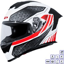 Gp Kompozit MKS008-RWRB Yarış Spoiler Güneş Vizörlü Şeffaf Full Face Motosiklet Kaskı