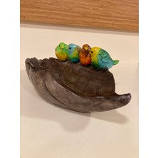 Plus Home Dekoratif El Işçiliği El Boyama Renk Çanak Eskitme Renkli Kuşlar Polyester Boyut 30X15 cm