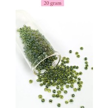 Nemere Dökme Cam Kum Boncuk (8/0) 3 mm - 20 Gram - Şeffaf Alacalı Yeşil - BNC171