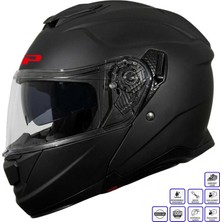 Gp Kompozit MKS007-MB Güneş Vizörlü Şeffaf Çene Açılır Motosiklet Kaskı