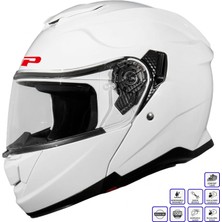 Gp Kompozit MKS007-PW Güneş Vizörlü Şeffaf Çene Açılır Motosiklet Kaskı