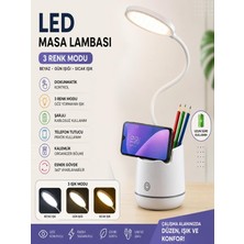 CAILON 3 Renk Şarjlı 24 LED Çalışma Okuma Işığı Kademeli Masa Lambası Ayarlanabilir Renk