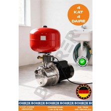 Böhrer JET750SC Paslanmaz Gövdeli Bakır Sargılı 1 Hp 0.75KW 24L Italyan Tanklı Hidrofor Pompa - 4 Kat 4 Dai