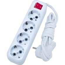 Nemere 4 Lü 2 mt Anahtarlı Grup Priz -AST-A402